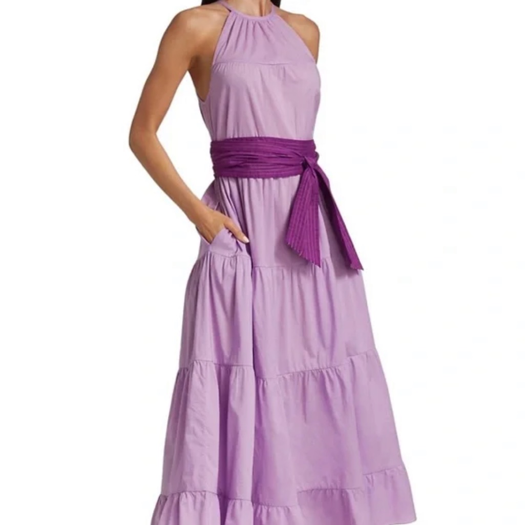 Rhode Julia Ruffle Neck Trapeze Dress, Xs, Nwt